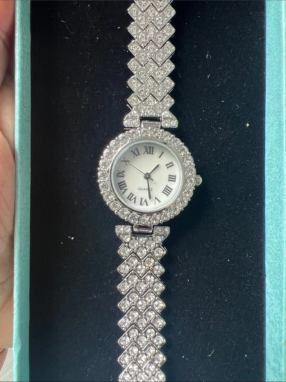 Women's Silver Crystal Bracelet Watch - Quartz